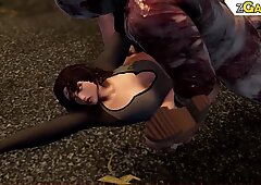 Karakter video permainan 3d sedang asyik bermain 10 anal.