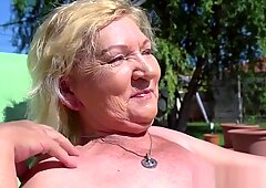 European grandma facialized and pounded