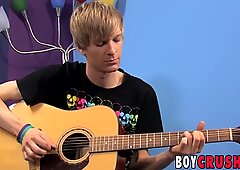 Twink Liam Summers leaves guitar to masturbate and cumshot