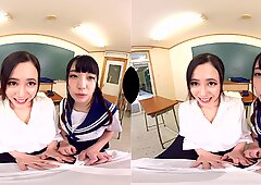 Aimi Yoshikawa & Miyu Amano in Aimi Yoshikawa & Miyu Amano Schoolgirls Battle Over Your Dick! - KoalaVR